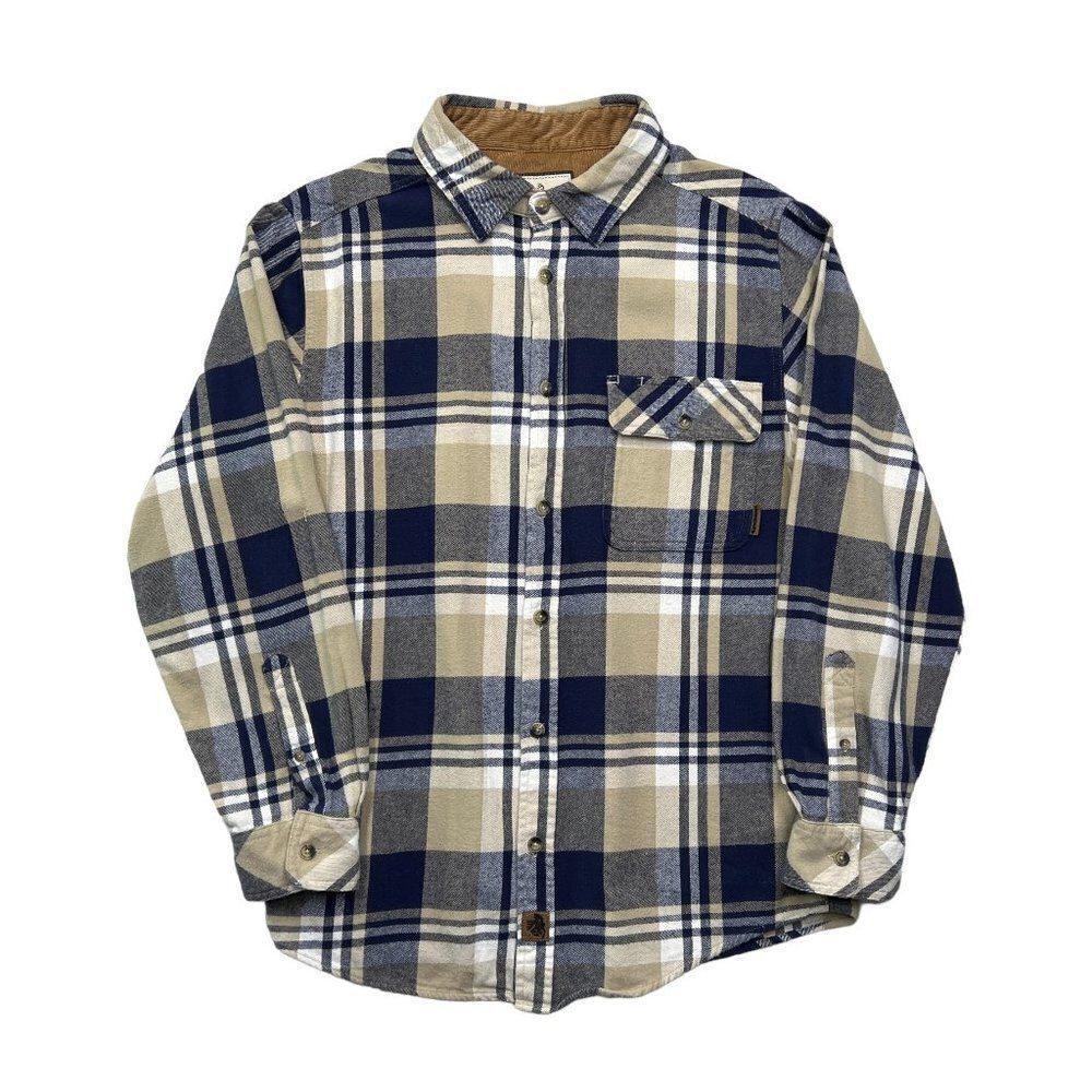 Legendary Whitetails Button Down Shirt Mens Size Medium Blue Plaid Flannel Shirt